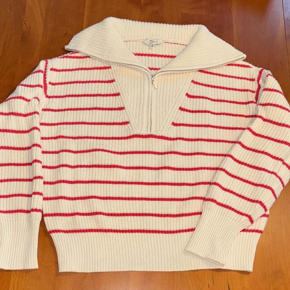 Striped Red and Cream Women's Sweater
